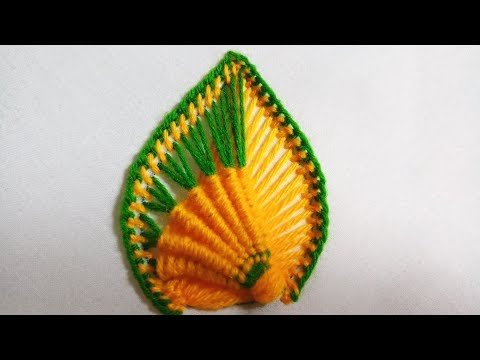 Hand embroidery of a leaf or a petal