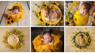 Photo of New born photography in yellow color
