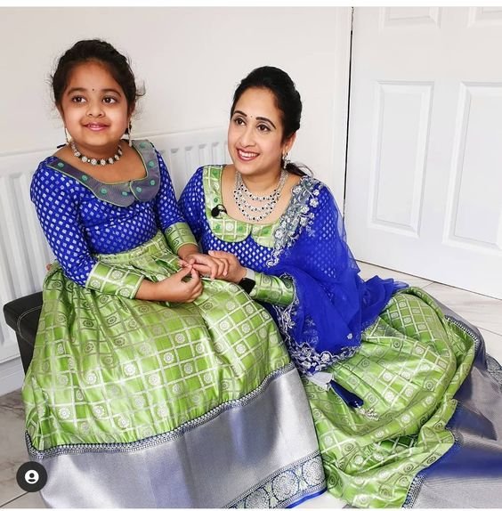 Mother daughter matching ethnic outfits